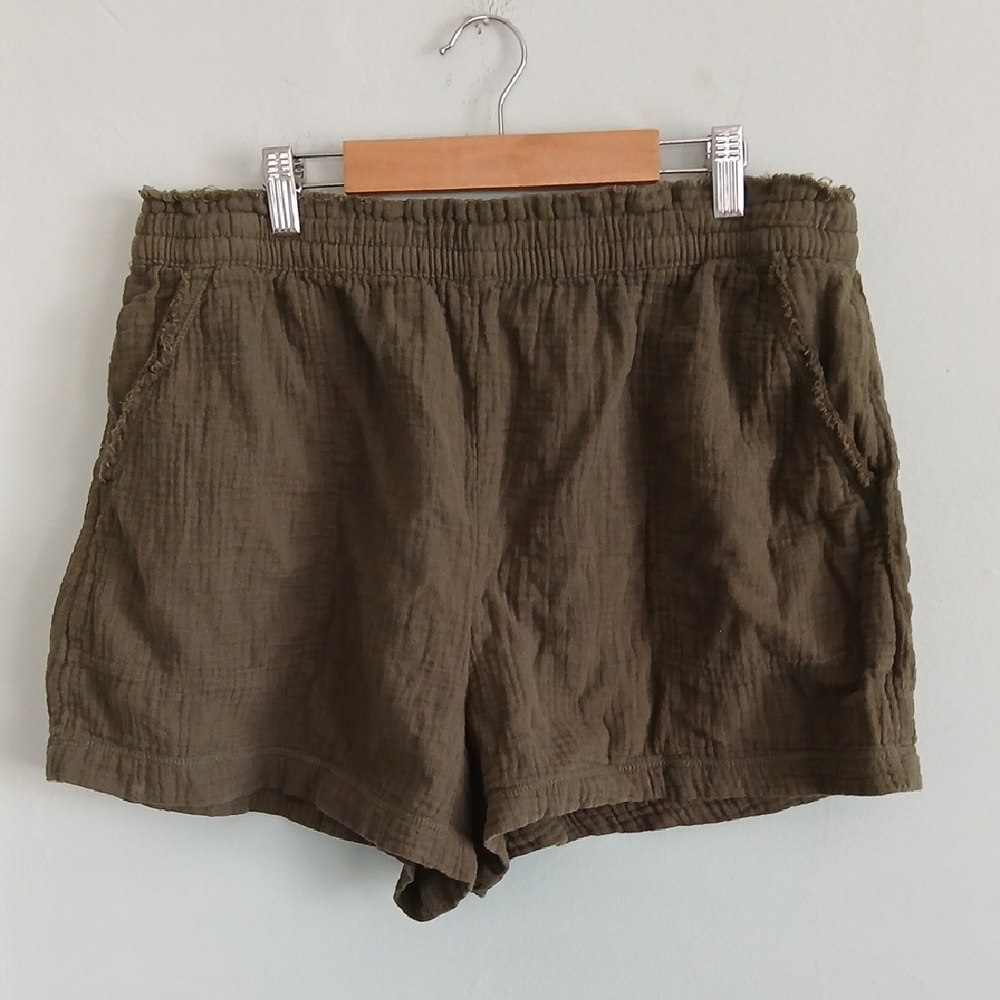 Aerie Women's Olive Green Easy Slip On Cotton Shorts Size XL